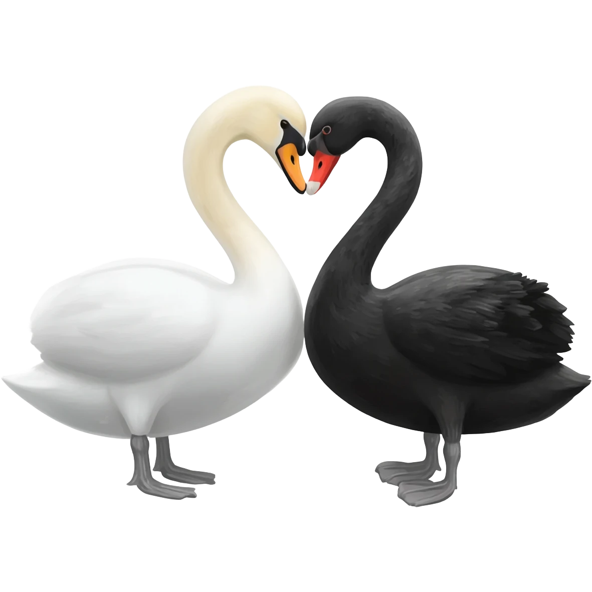 White swan and black swan Two swan making a heart 💗 emoji emoji
