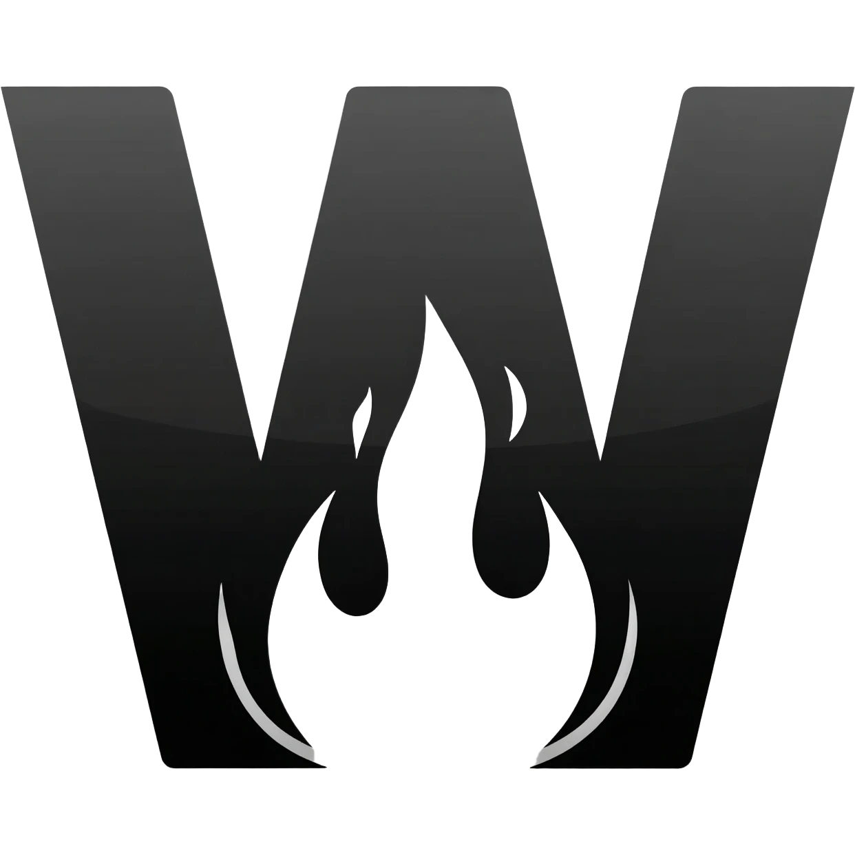 generate a black W letter with a black flame emoji