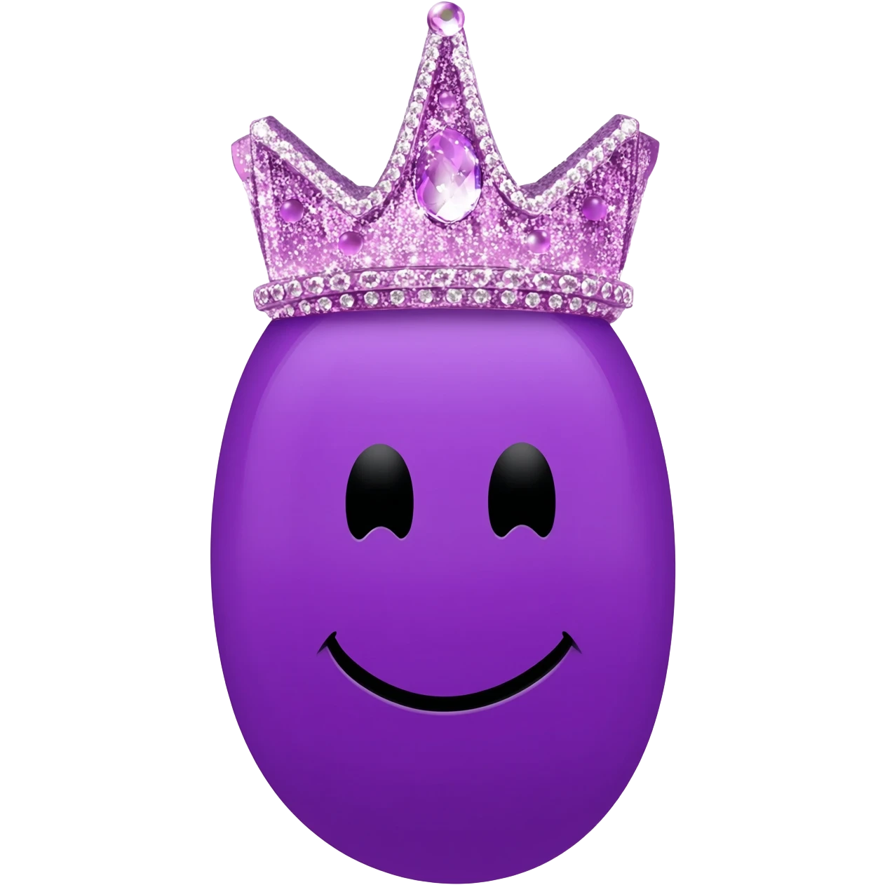 A purple happy jelly bean wearing a princess crown emoji