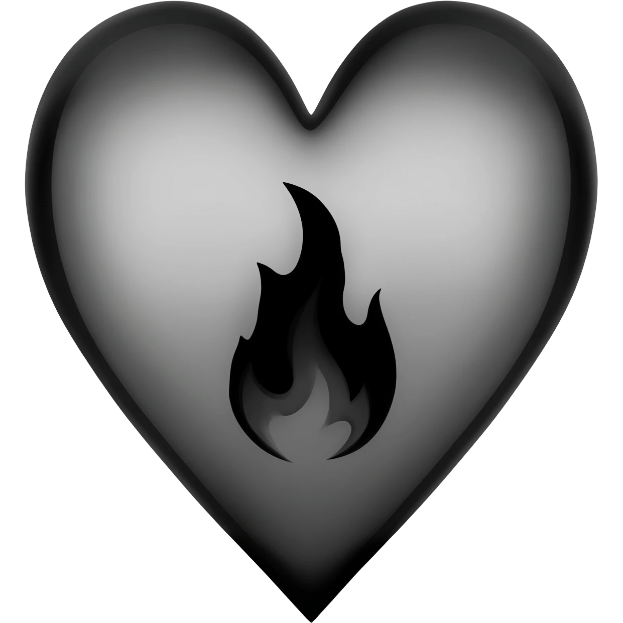 generate a black heart with a black flame emoji