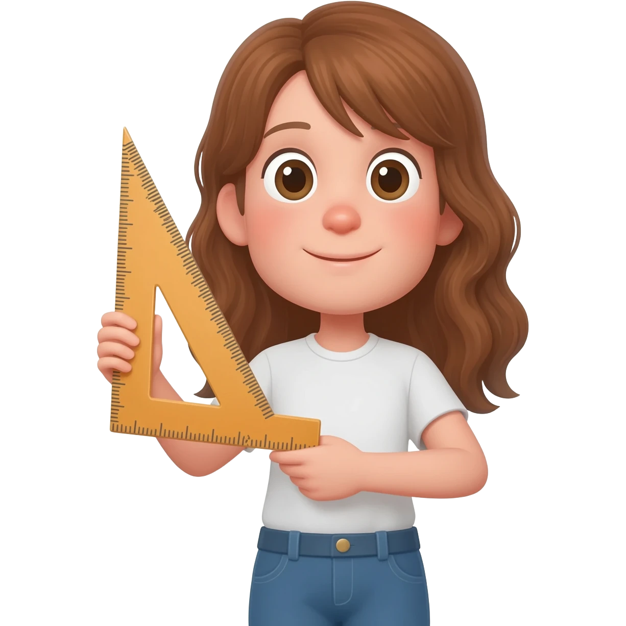Girl with a ruler with Right angle emoji