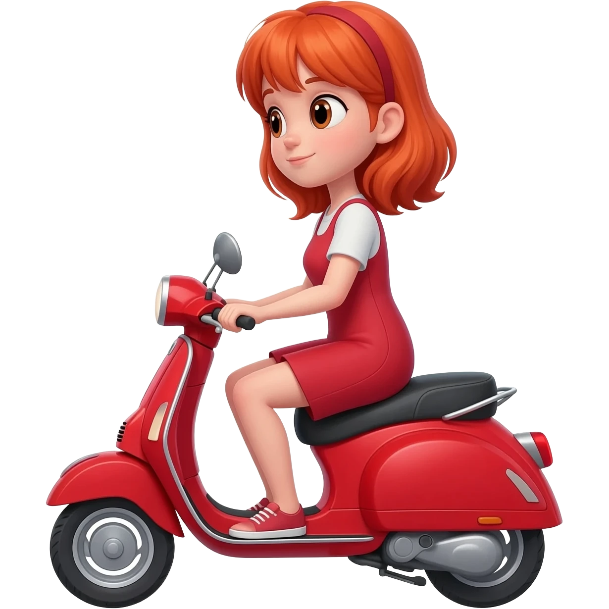 Red hair girl on red scooter emoji