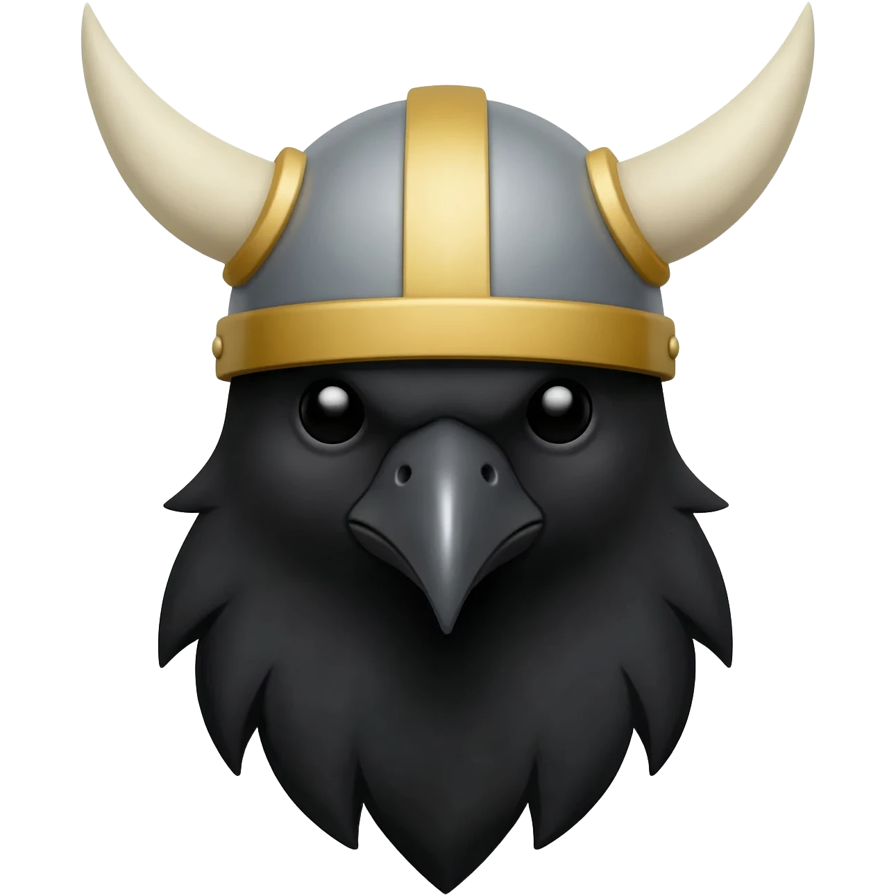A stylized raven head wearing a Viking-style helmet. emoji