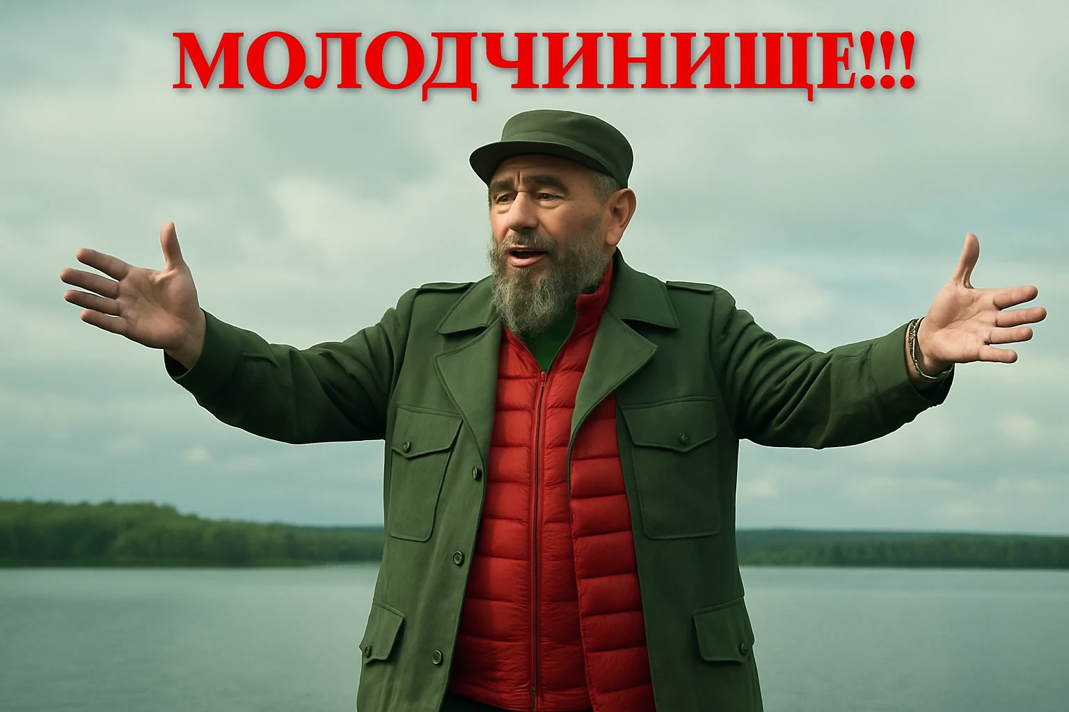 Сгенерируй мне в такой же позе и в такой же одежде фидель кастро emoji