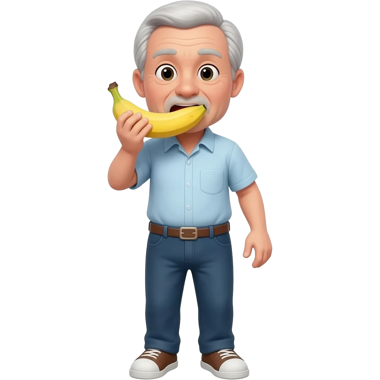 Fifty year old guy swallowing a banana emoji