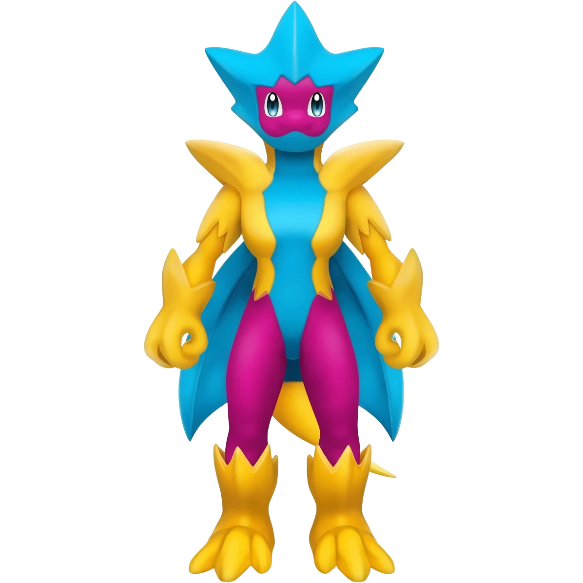 Yellow and cyan and magenta Pokémon-Fakémon-creature emoji
