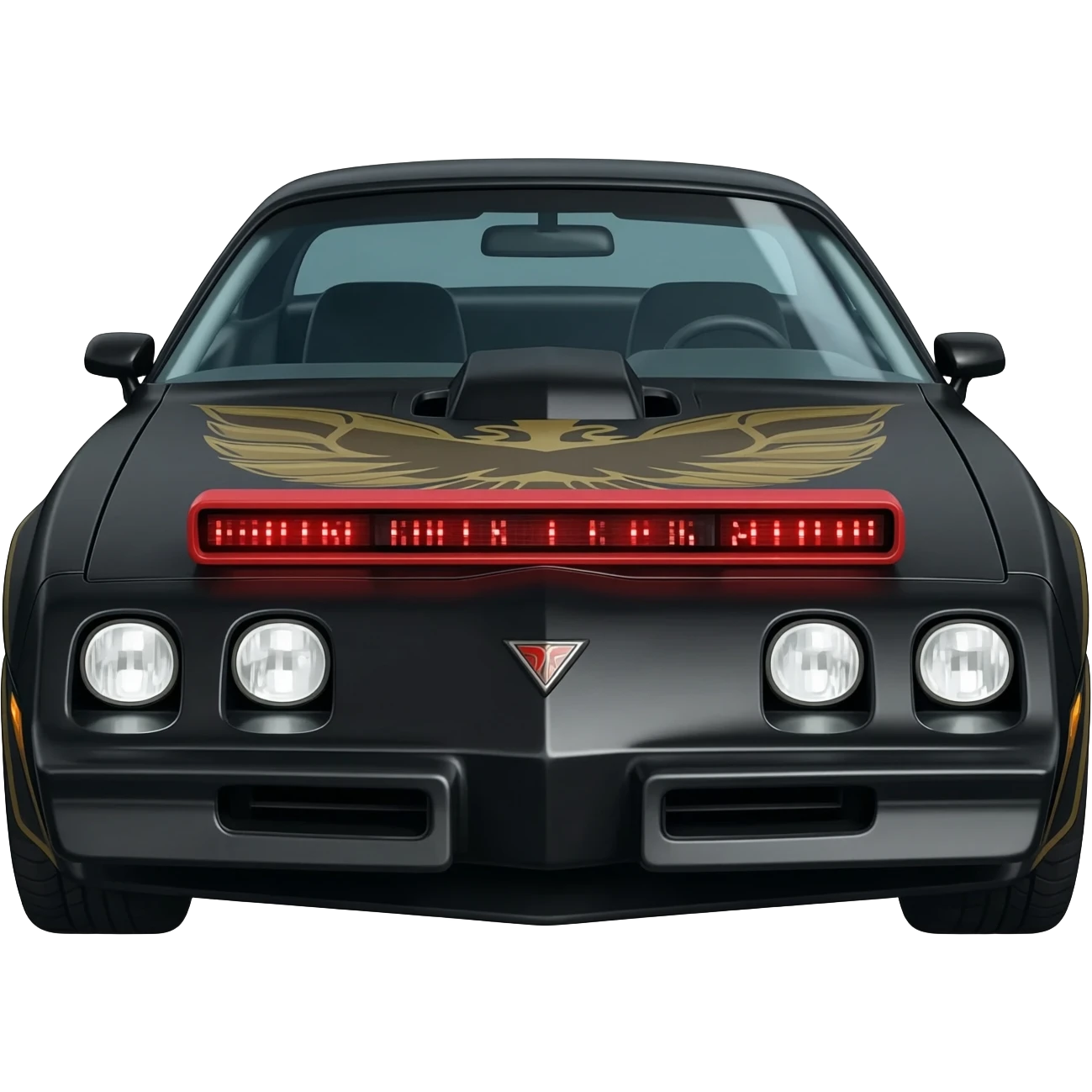 KITT the black Trans Am from the Knight Rider TV show with the scanner bar of red lights on the front of the hood between the headlights emoji