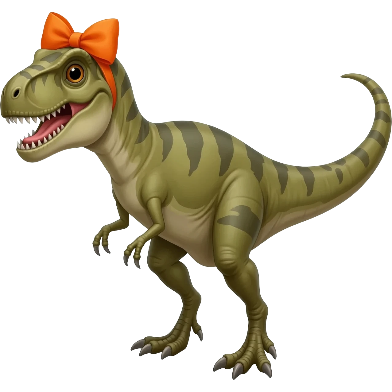 velociraptor con un moño naranja en la cabeza emoji
