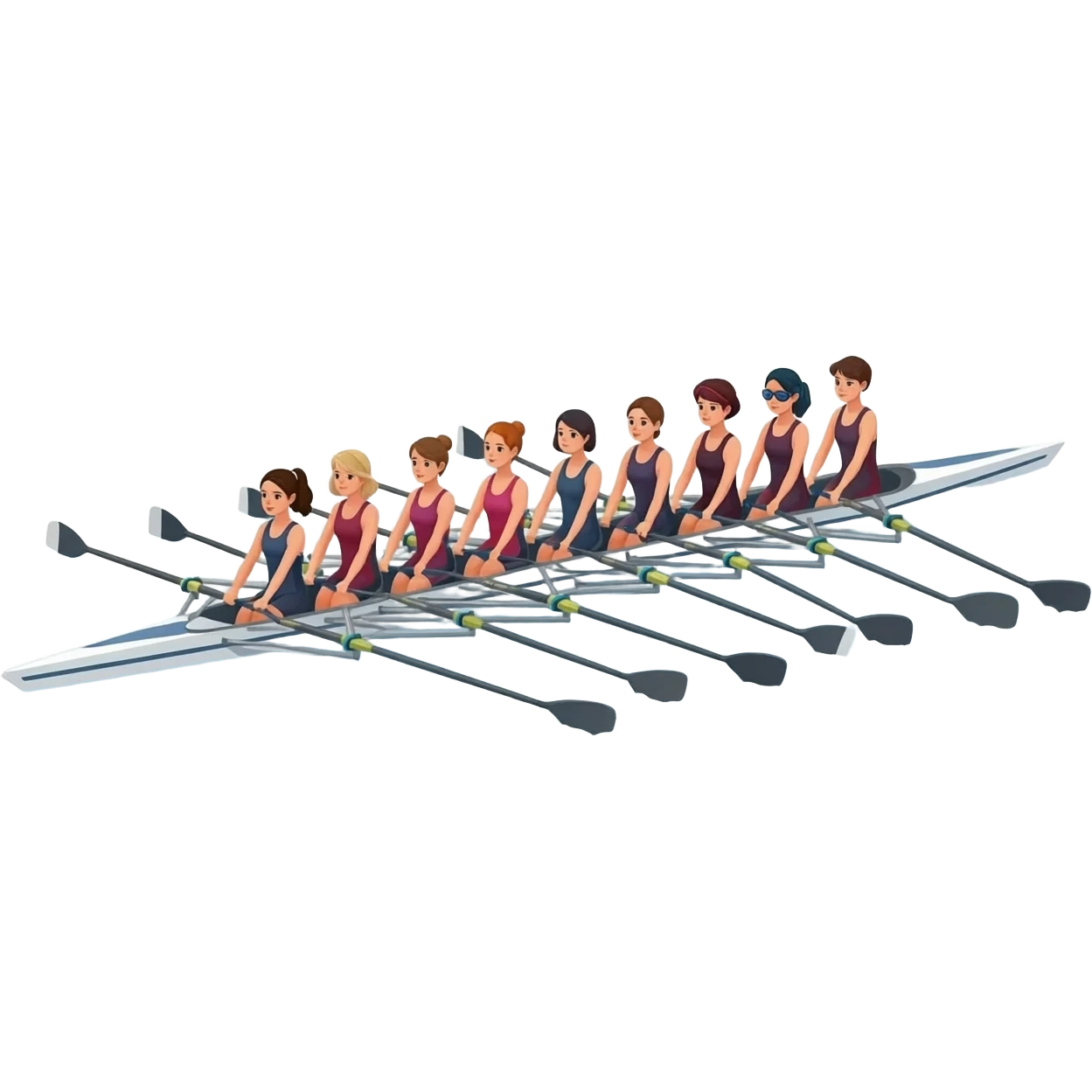 8-woman crew boat rowing emoji