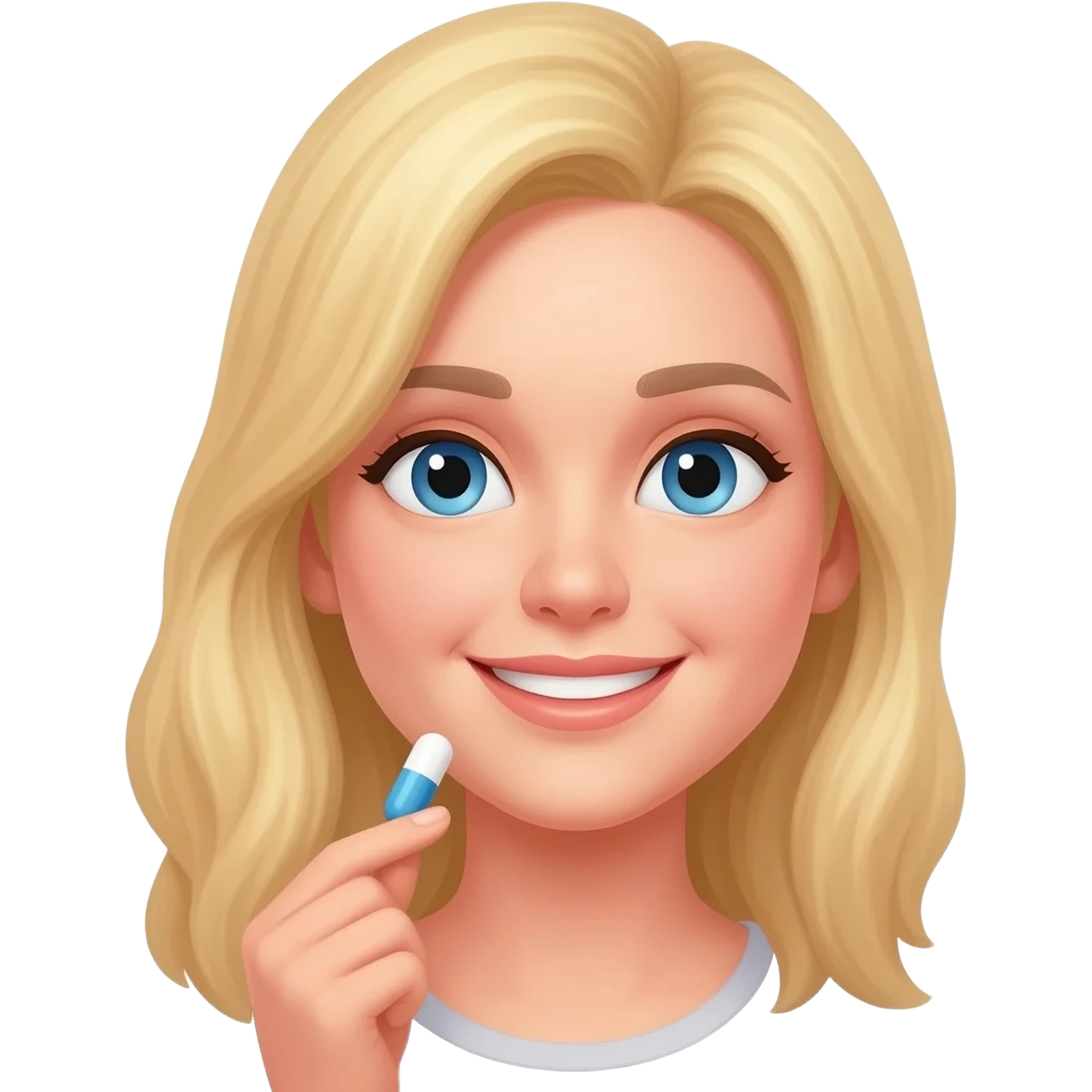 Blond hair woman taking a pill emoji