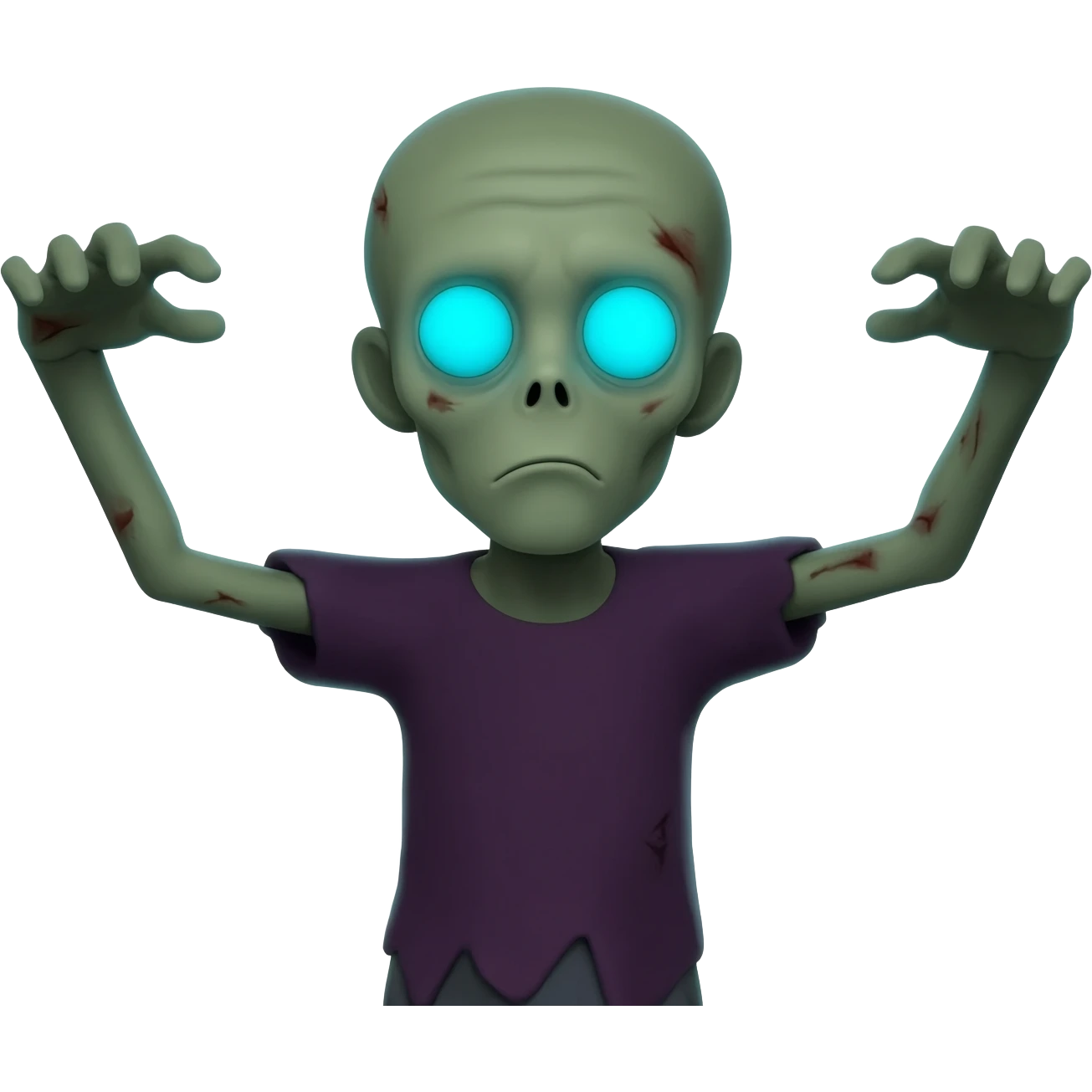 Zombie with blue glowing eyes, arms out emoji