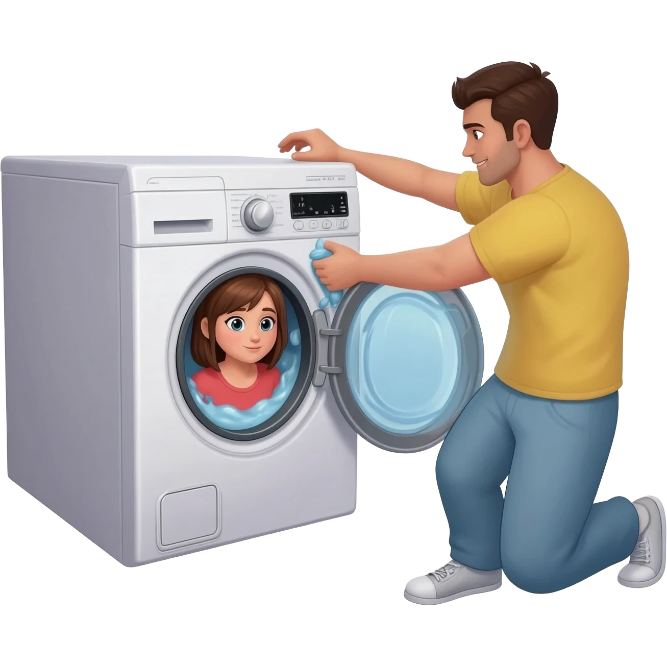 A girl stuck in the washing machine while getting fucked by a guy from an angle emoji