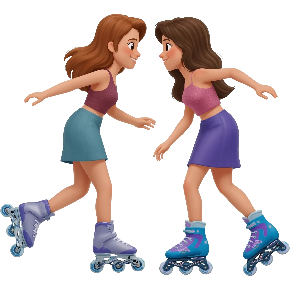 dos amigas en patines de linea emoji
