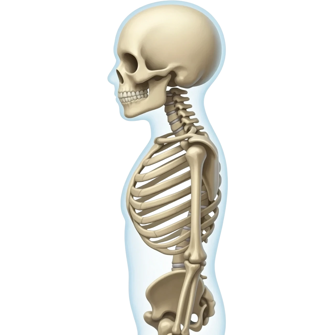 Esqueleto de cuerpo adulto completo, postura lateral derecho emoji