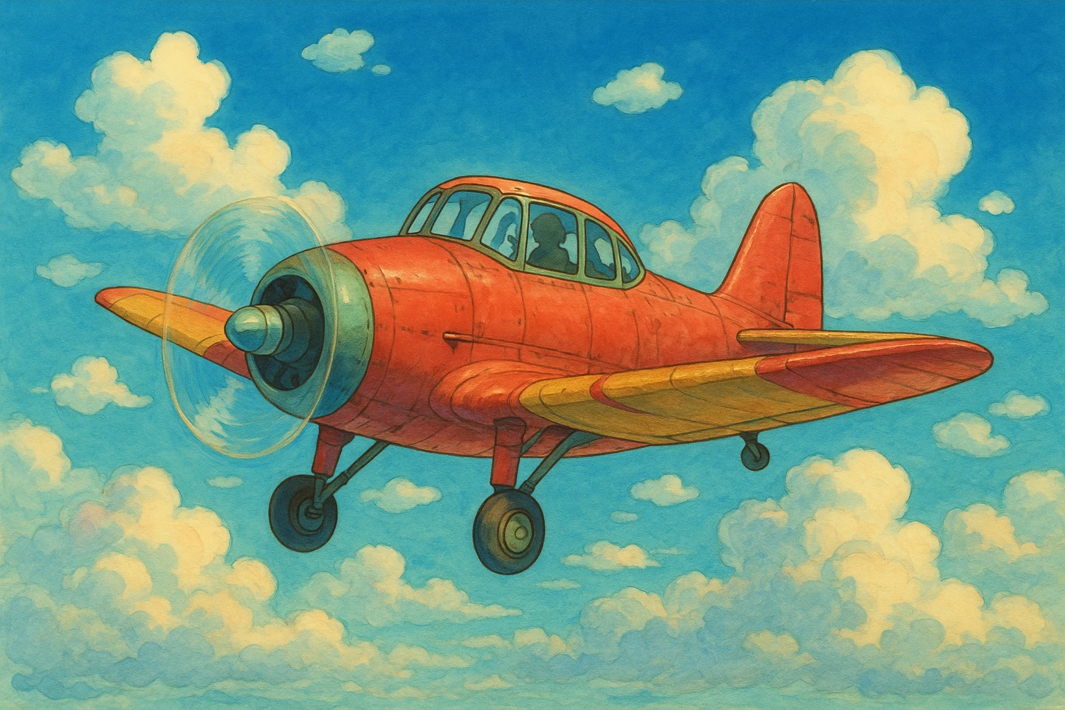 aeroplane, ghibli style illustration emoji