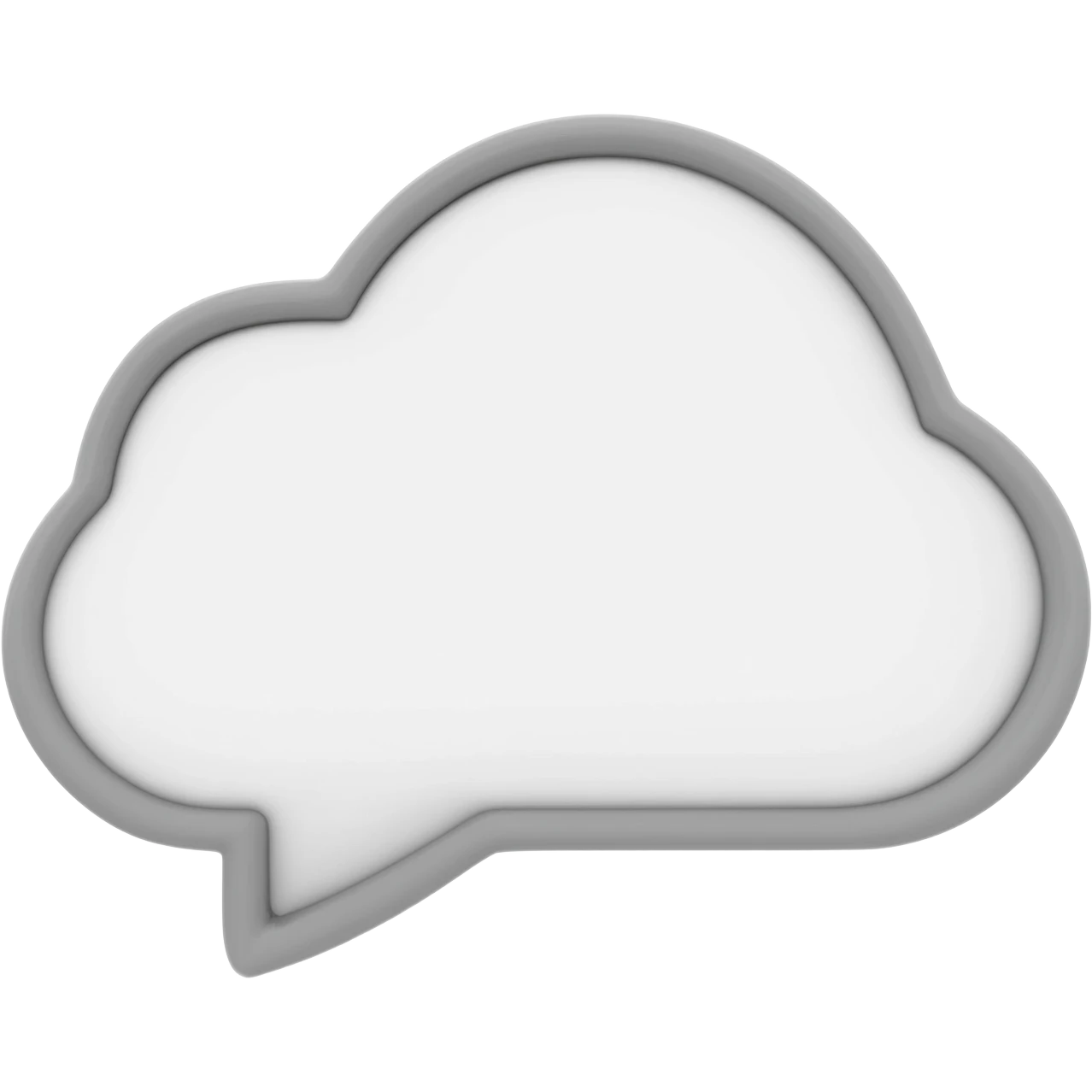 3d white messenger cloud chat with grey outlines emoji