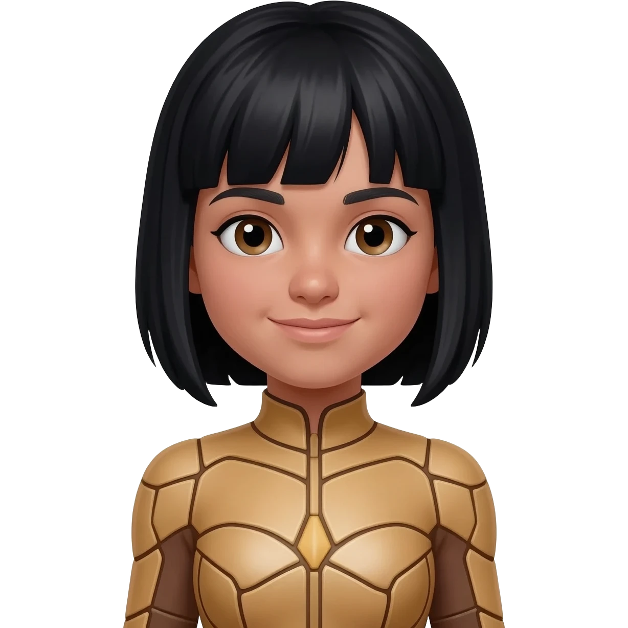 light tan girl with black hair in a. pane costume emoji