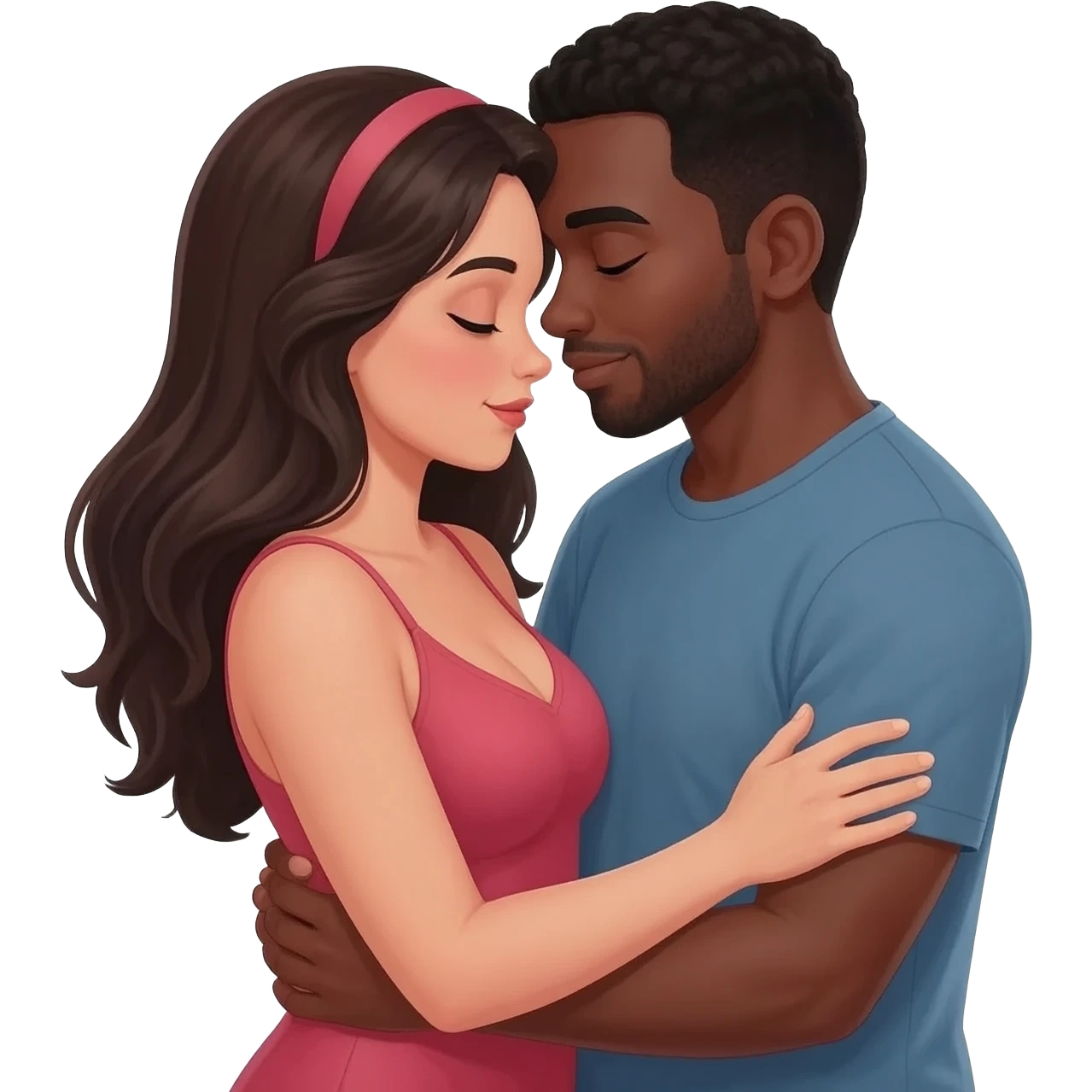Hot woman with black man sexual emoji