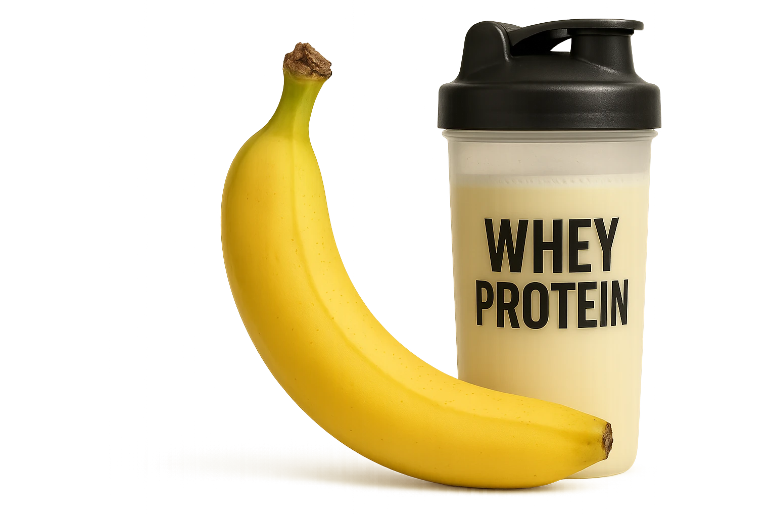 banana e shaker di whey protein
vista frontale, iperrealistico 4k emoji