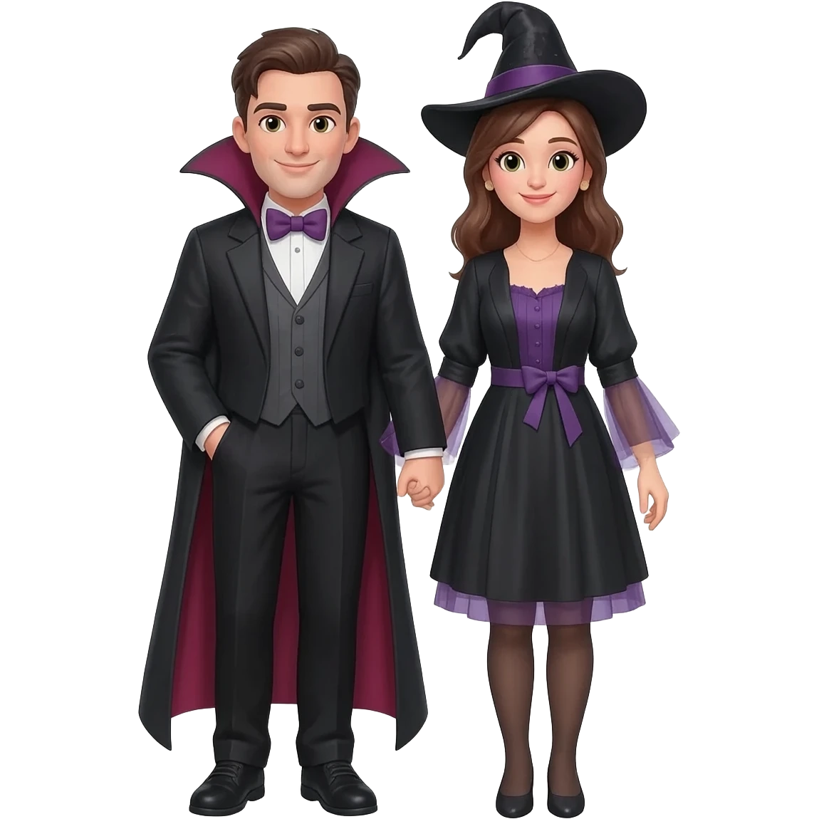 magician couple and their pet cat emoji