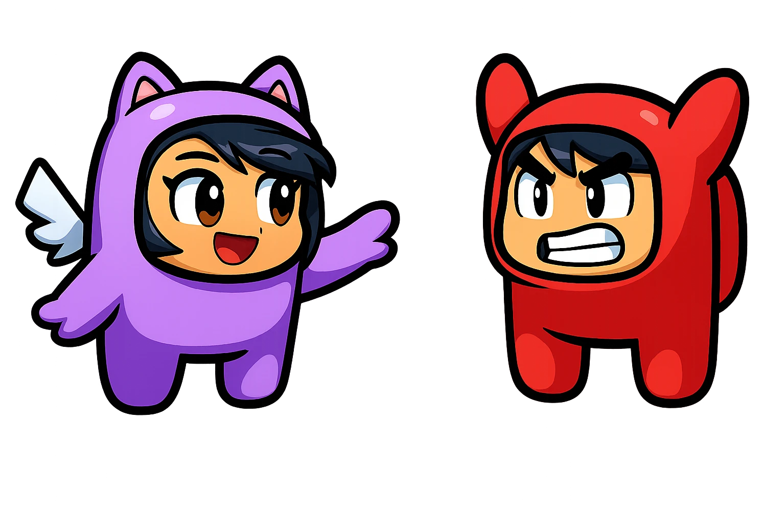 Extract the character from the background, including the clothes and accessories they are wearing, and place on a transparent background. Keep the original style and appearance exactly the same. and extract the characters emoji