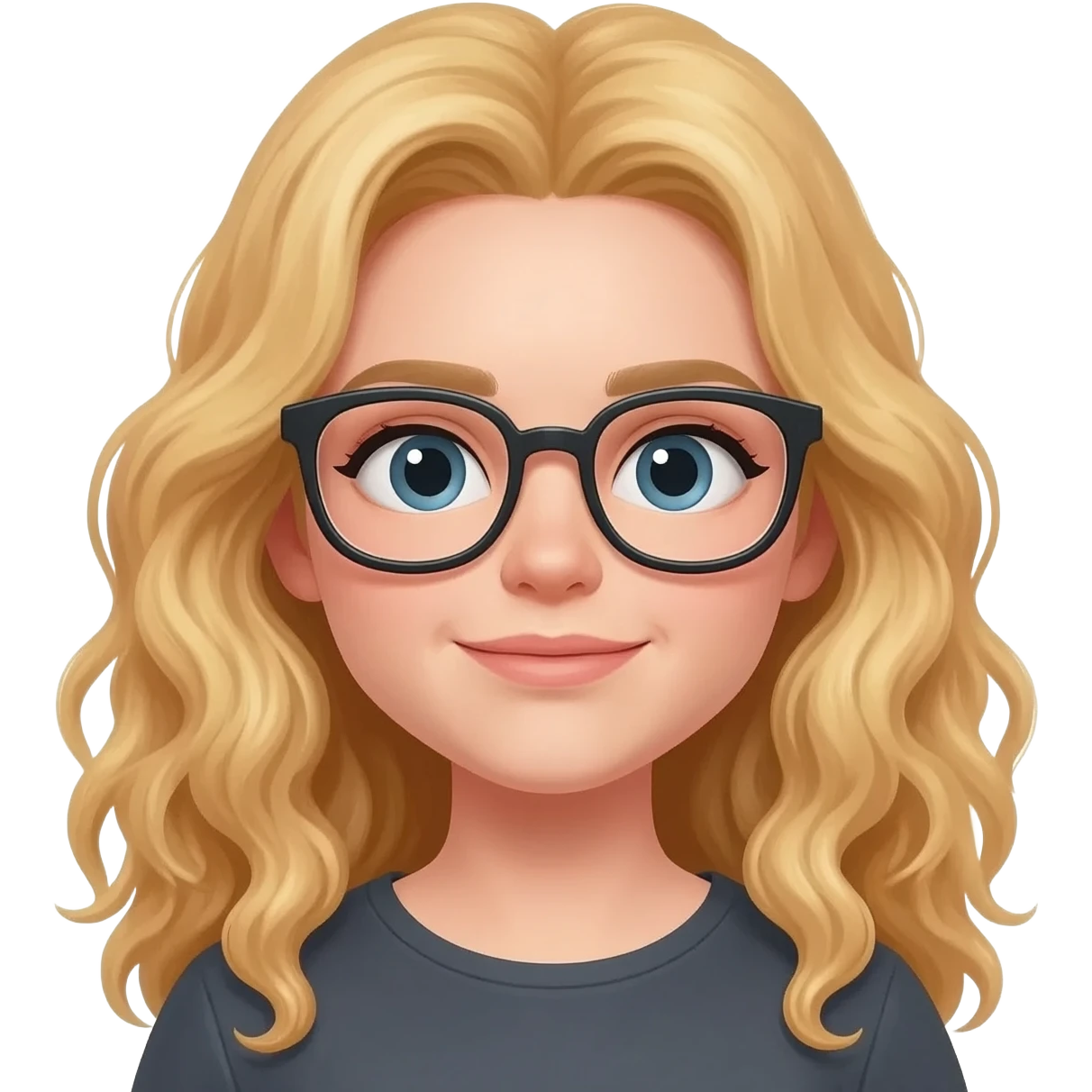 Rubias cabello largo crespo y con lentes emoji