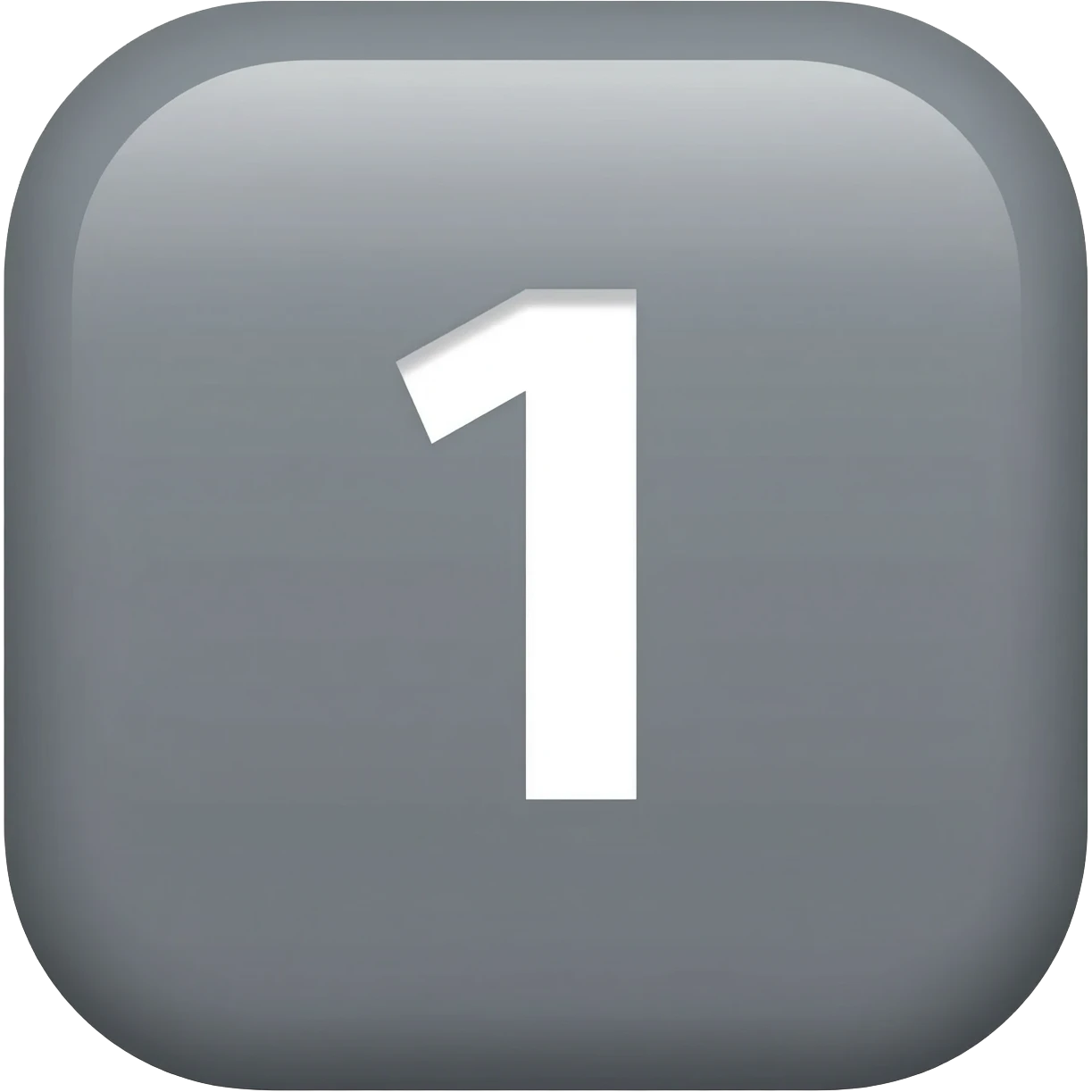 "3D premium,3D rounded-square icon in strong grey with a beveled edge, bold serif white letter '1'centered, strong specular highlights, inner glow, 1024x1024, png" emoji