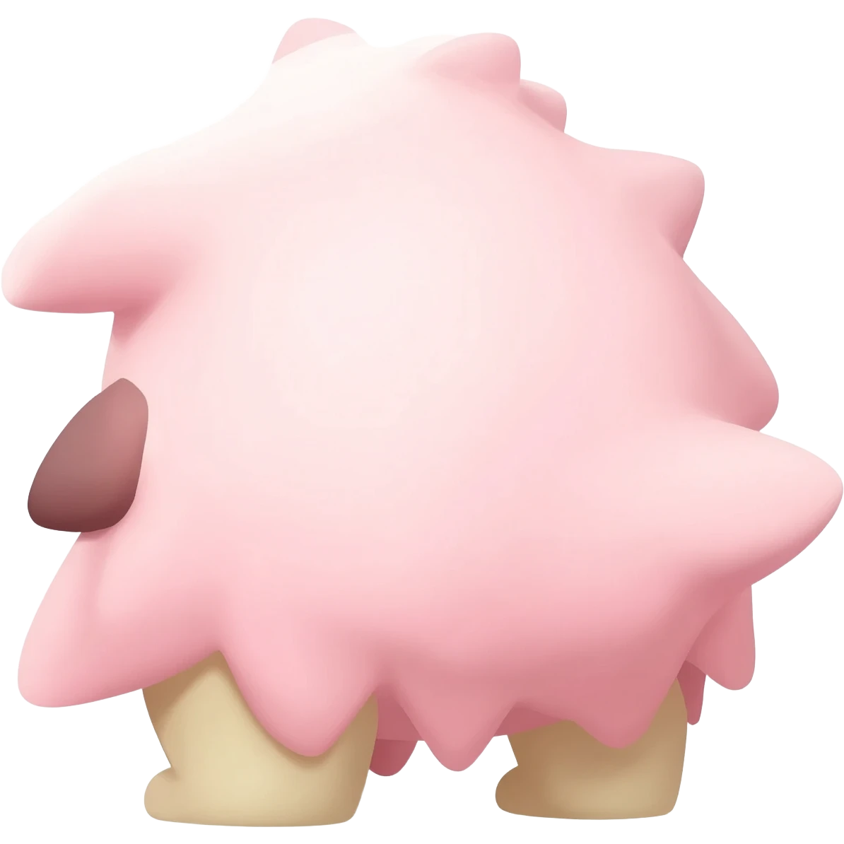Pastel Pink-Peach Soft-Cream Rosy-Glossed Cute Round Meloetta-Trico-hybrid-animal-creature (full body) emoji