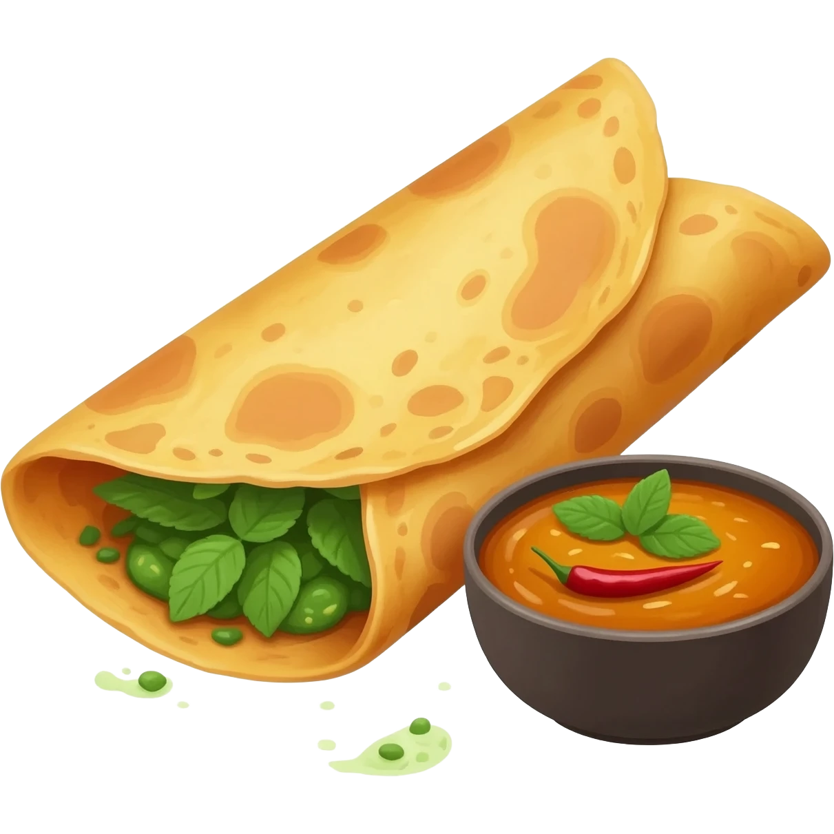 Dosa with chutney and sambar emoji