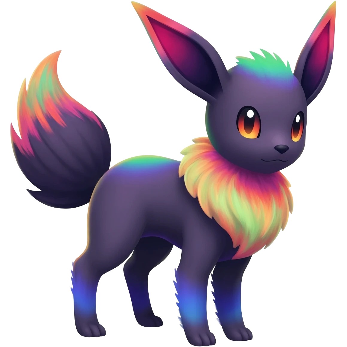 Dark vibrant pastel bright neon colorful edgy exotic painted Fakémon-Pokémon-Vernid-Eeveelution-creature emoji