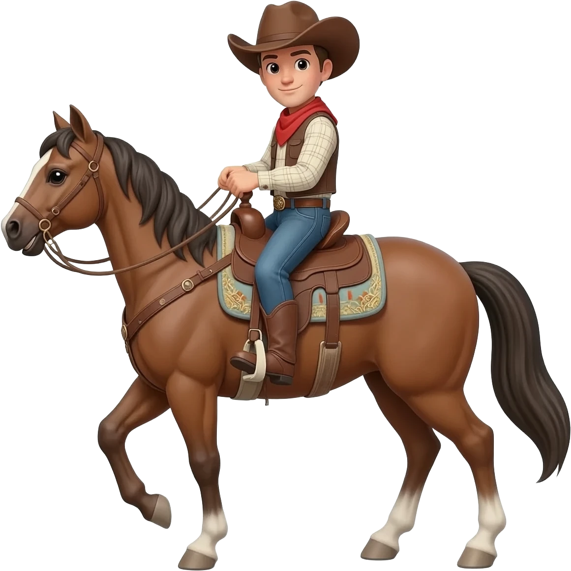cowboy men with riding horse emoji