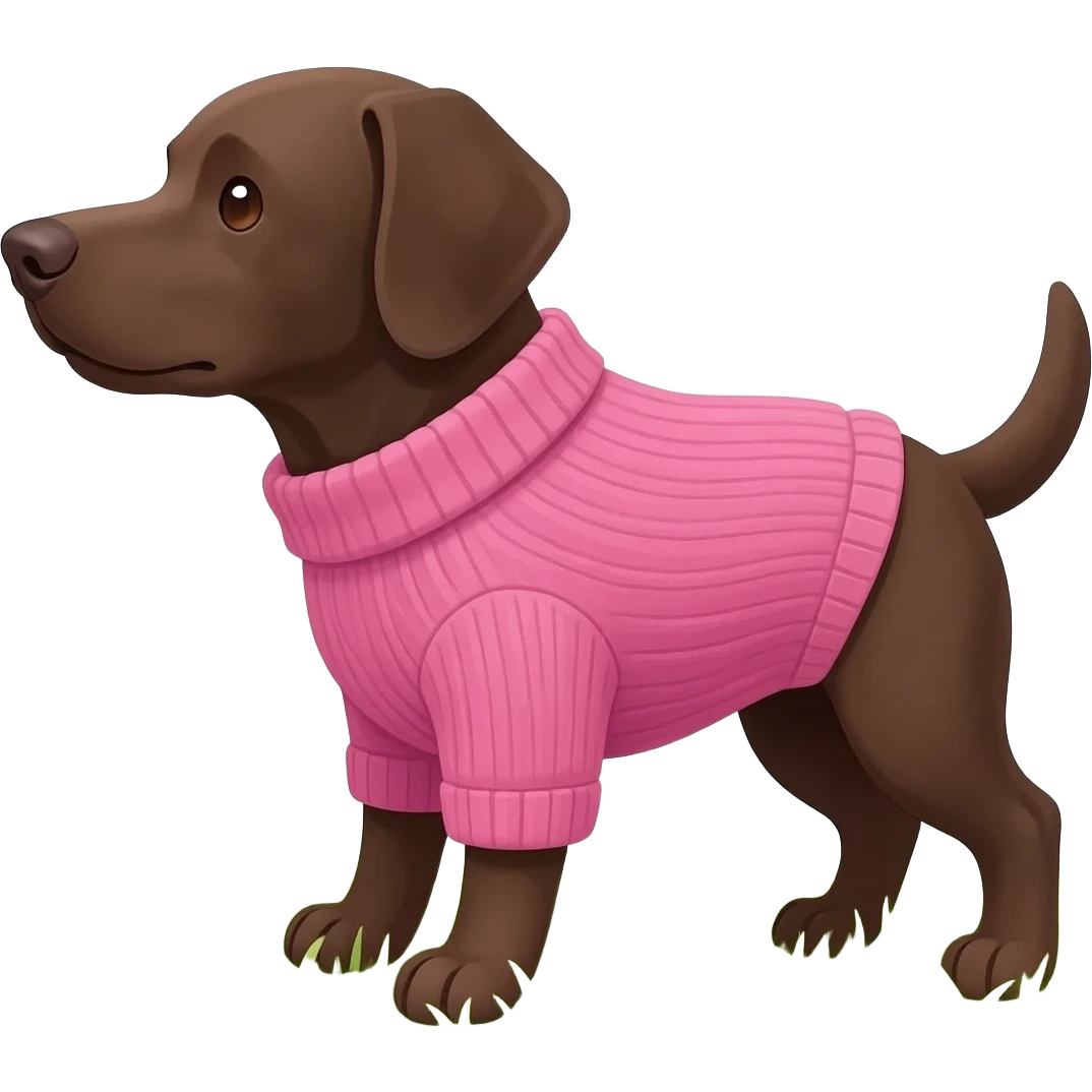 Dark brown dog in pink sweater emoji