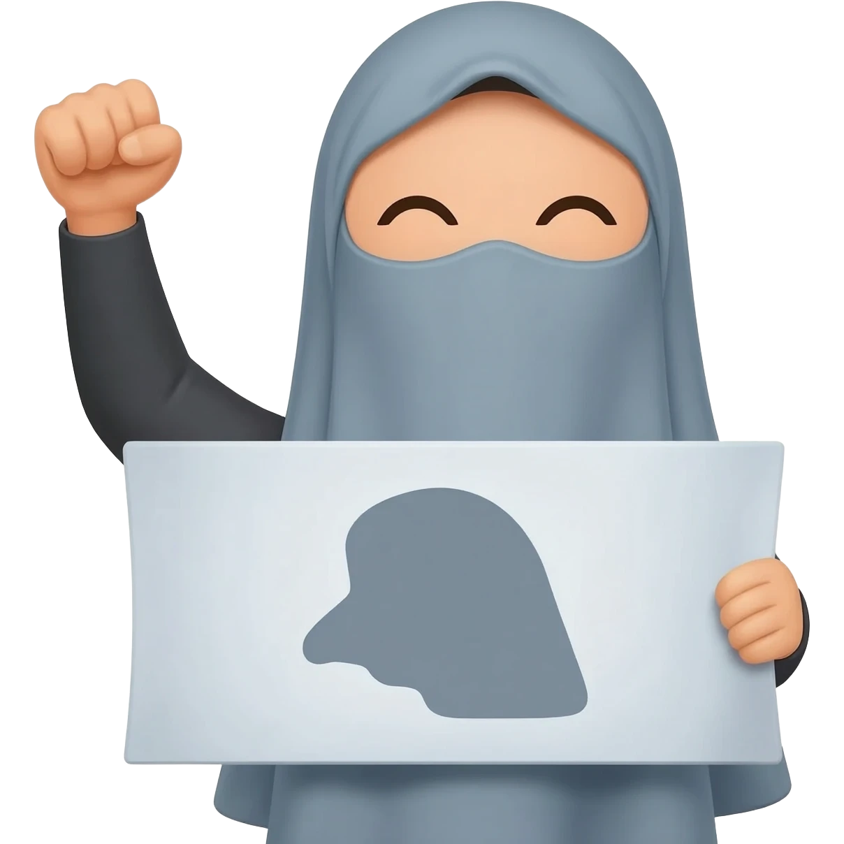 Okay I just want to you to create me an emoji of protesting against the avoidation of niqab emoji