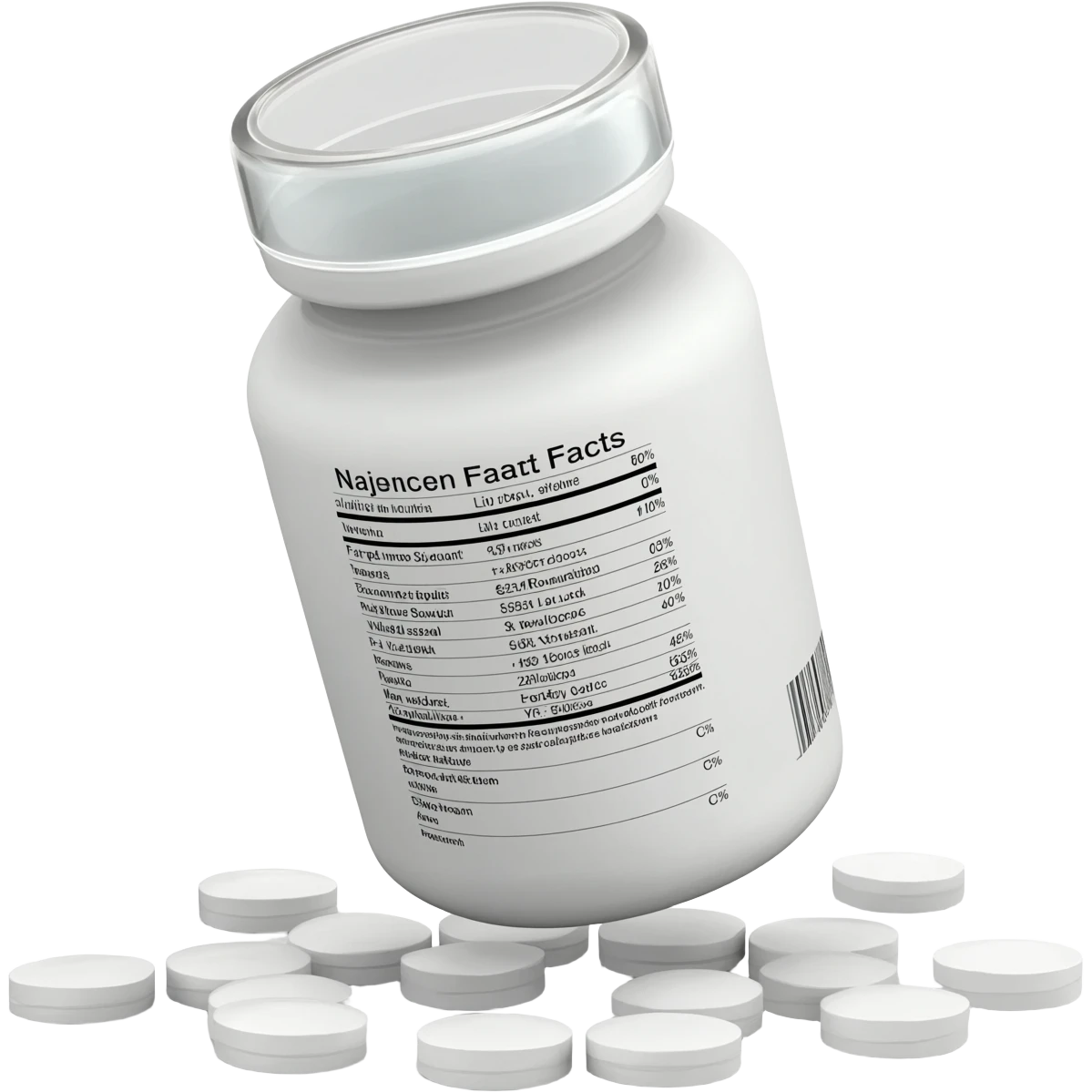 BCAA tablets: one bottle among many spilled tablets emoji