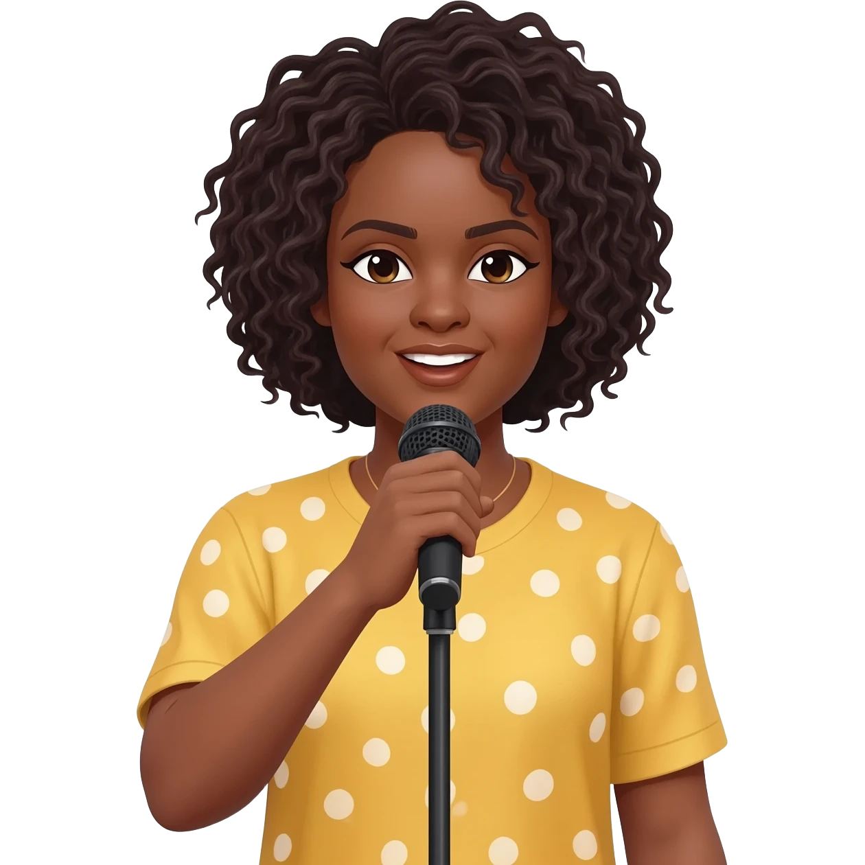 Gonemili Grace chante avec un micro en main emoji