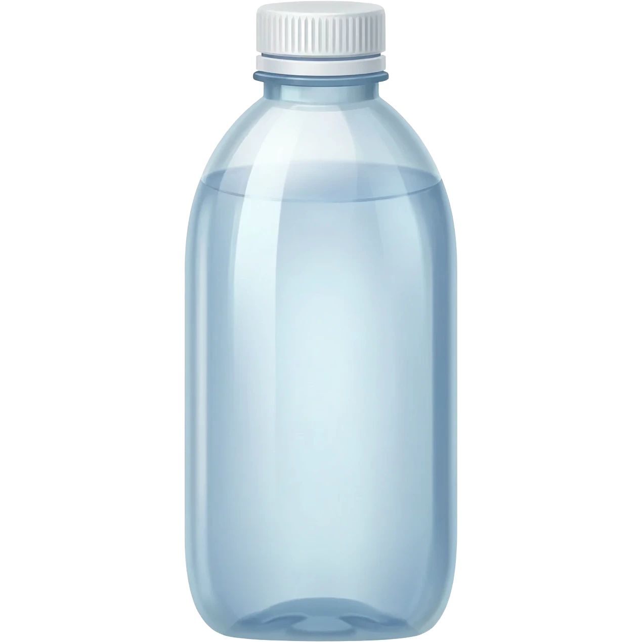 aesthetic clear water in tall clear full plastic drink bottle with white lid realistic soft textures emoji