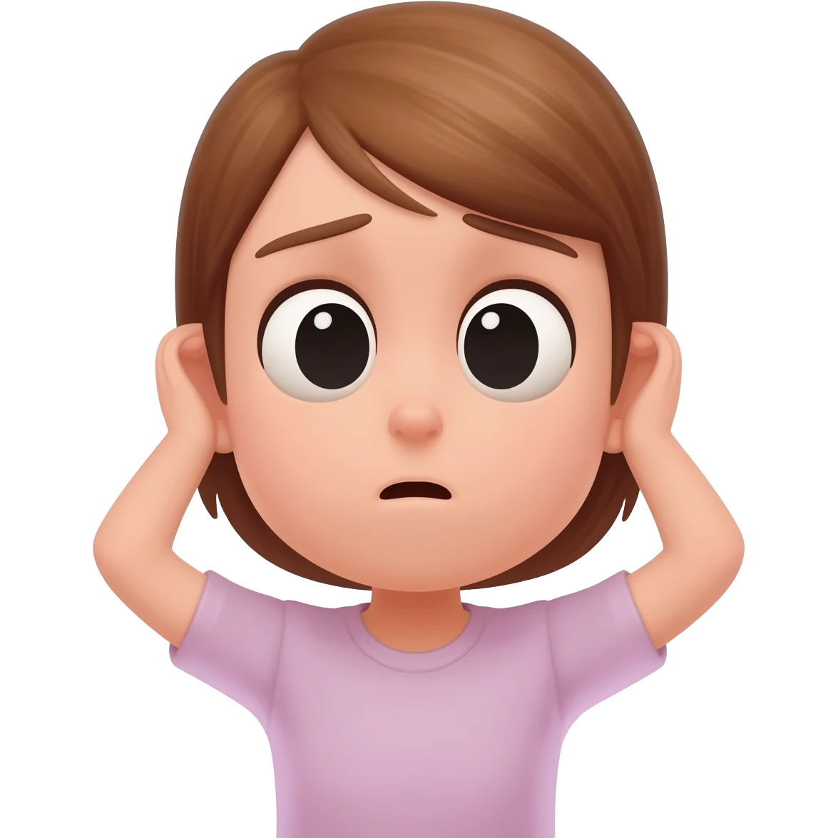 a girl holding ears sad and saying sorry emoji