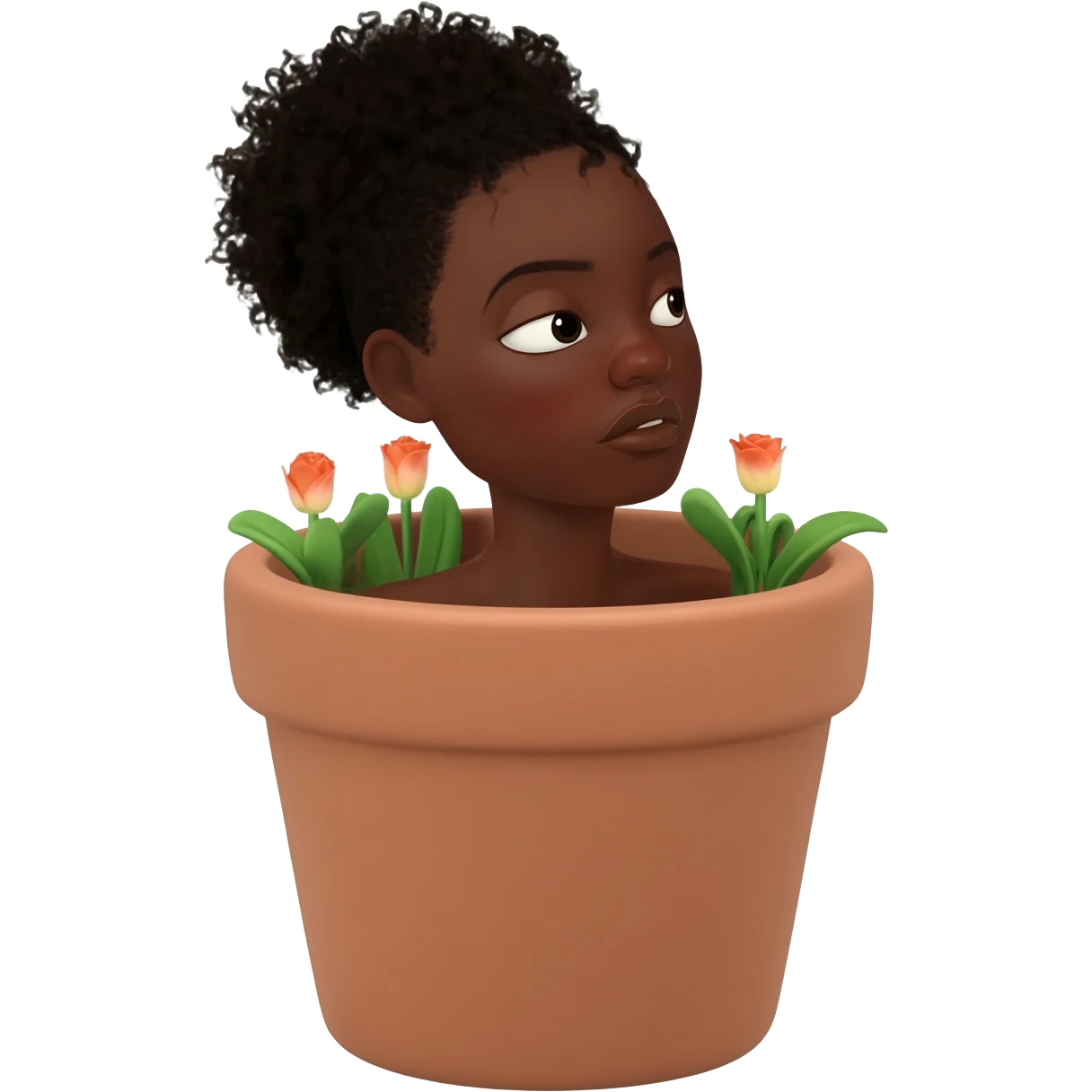 Make a naked black women coming out of a flower pot emoji