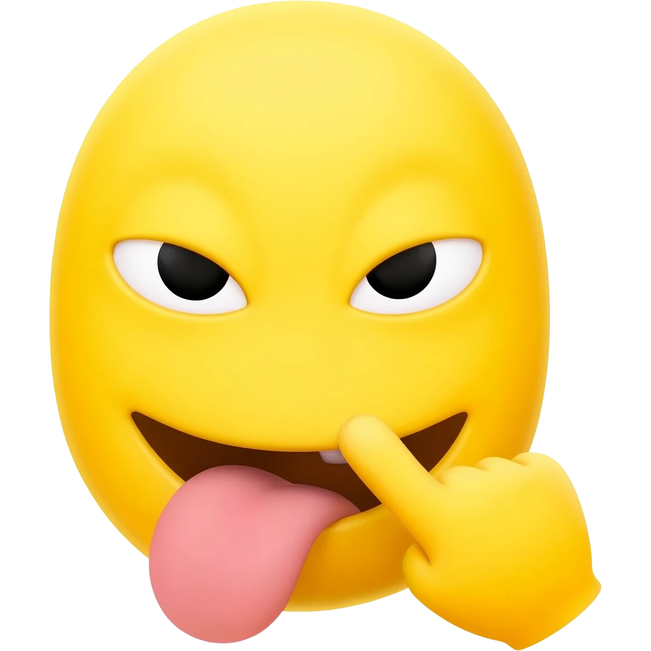 Make an emoji that is telling a secret but sticking out it’s tongue And make it a classic yellow emoji and the hand right next to the moutb and it is a circle just like the iPhone emojis make a yellow hand emoji