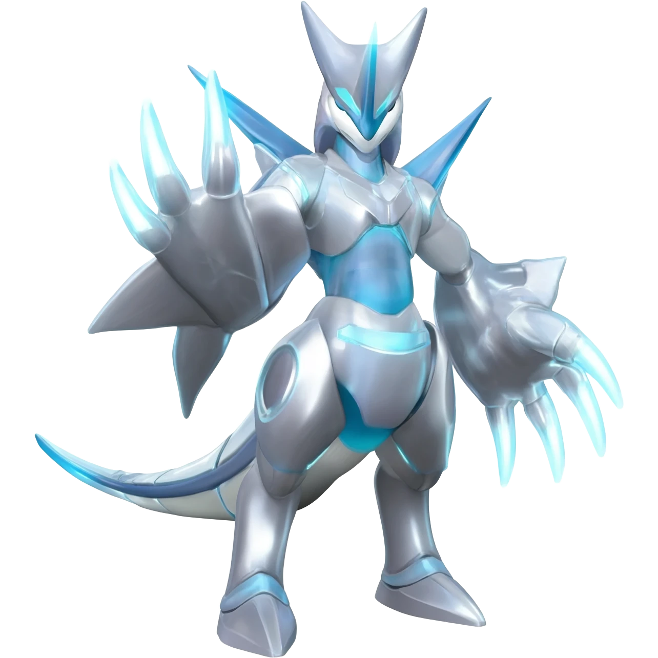Futuristic shiny silvery neon glowing alloy Helioptile-Miraidon-l-Pokémon, full body emoji