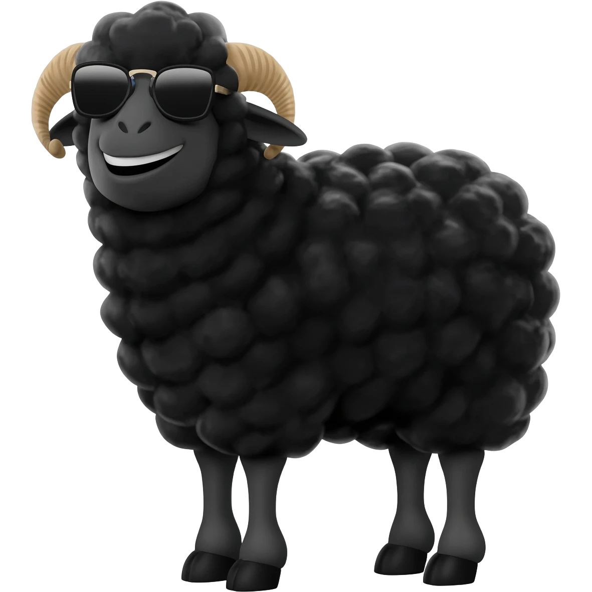 oveja negra con lentes de sol sonriendo emoji