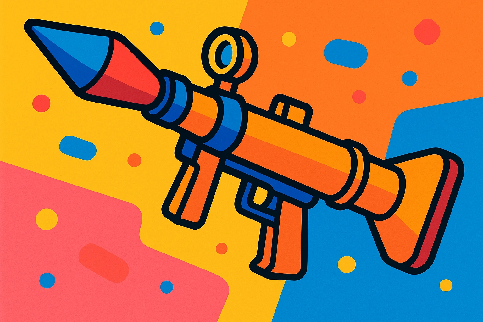 rocket launcher, cartoon style, bold colors, vibrant and playful emoji