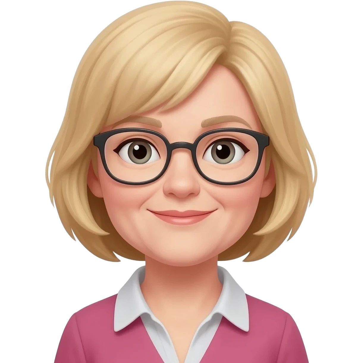 girl, 40 years old, blond sort hair, glasses emoji