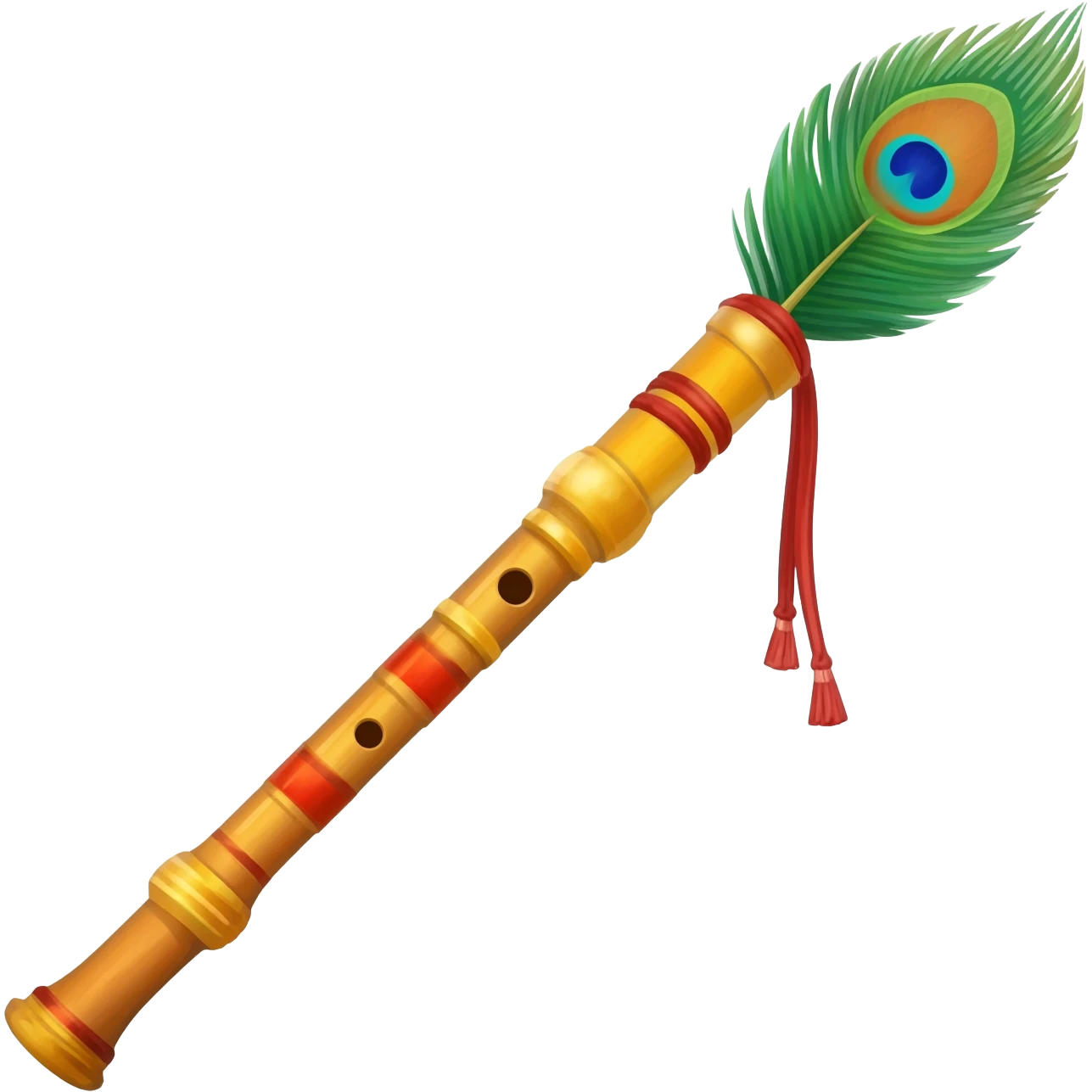 Krishna flute with peacock feather emoji