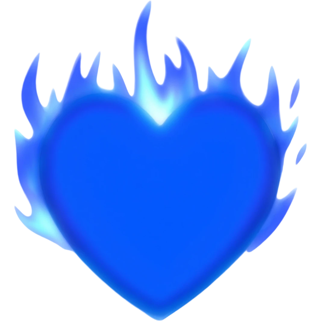 Blue heart with blue flames emoji