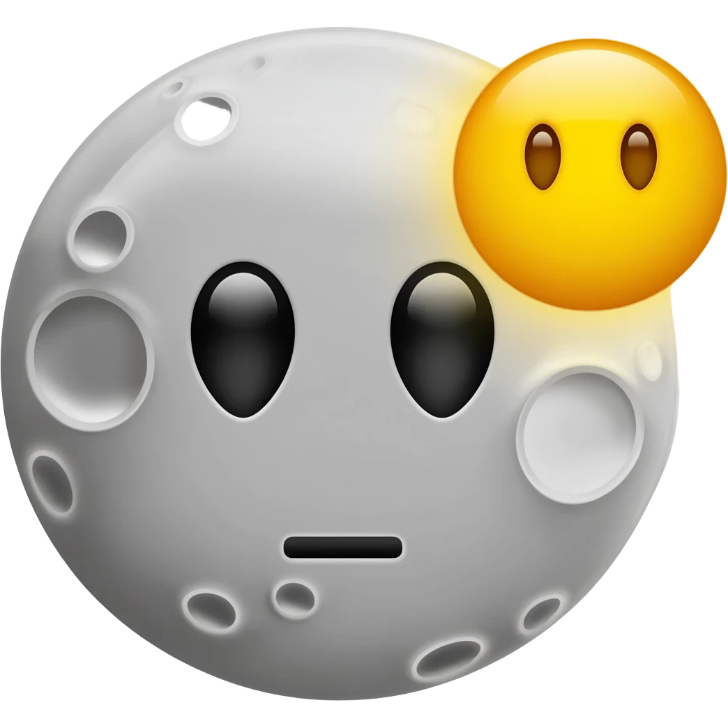 Grey moon and yellow sun with faces emoji