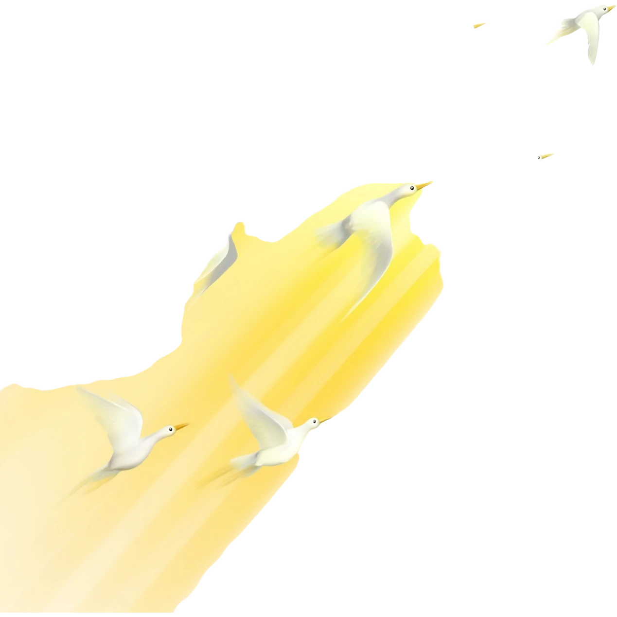 黄色い光線と飛んでいる白鳥 emoji