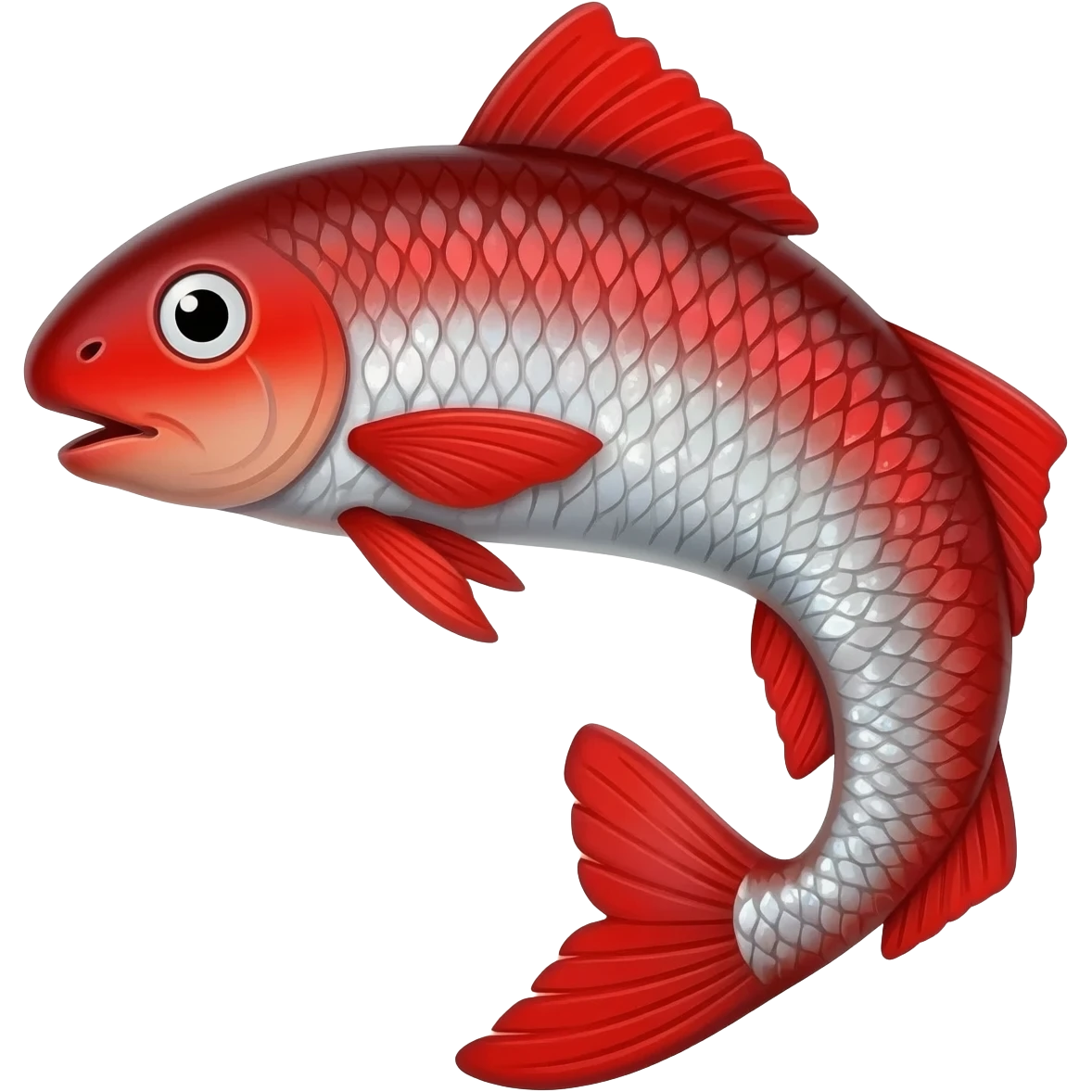 jumping realistic bright red herring with scales emoji