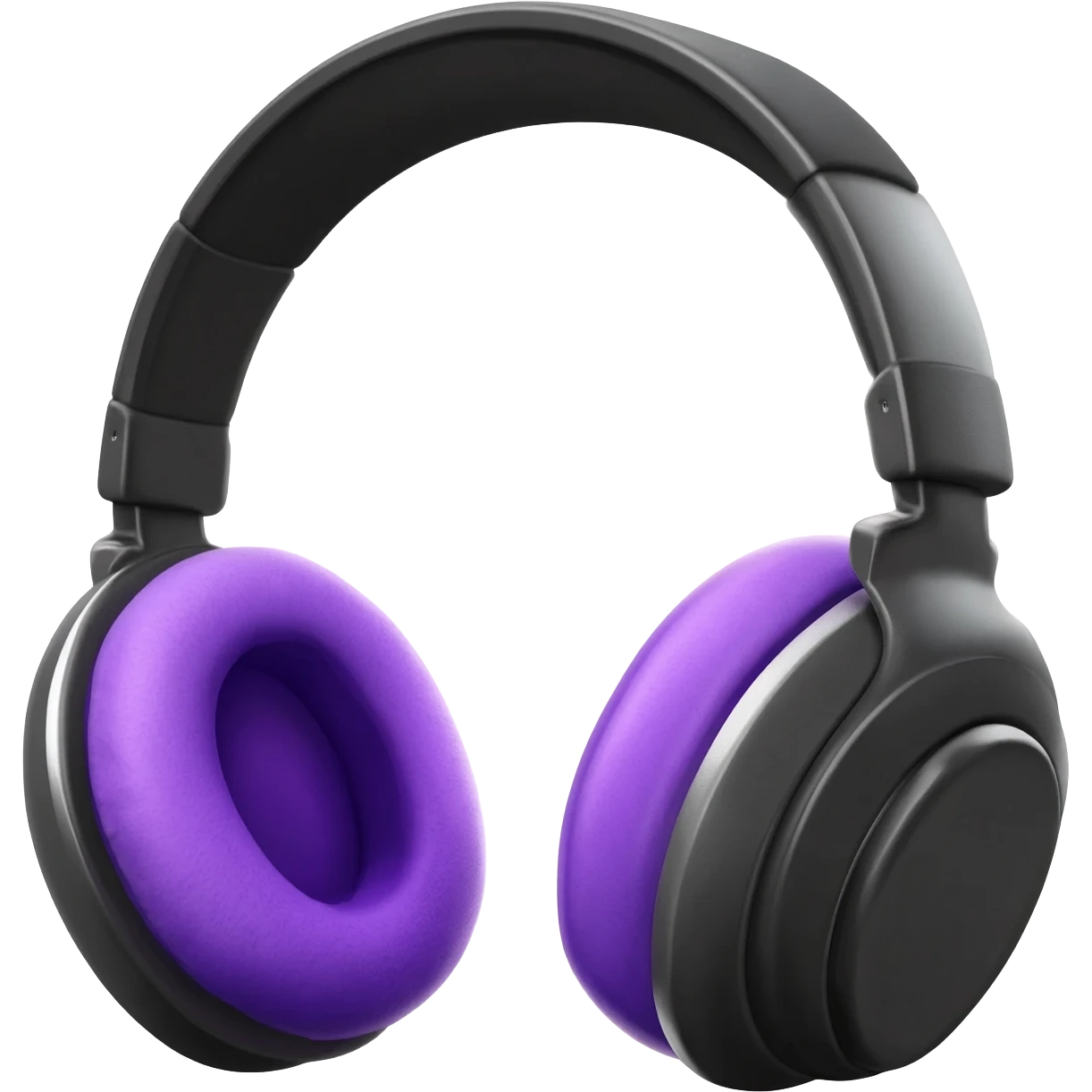sleek black headphones with purple cushions emoji