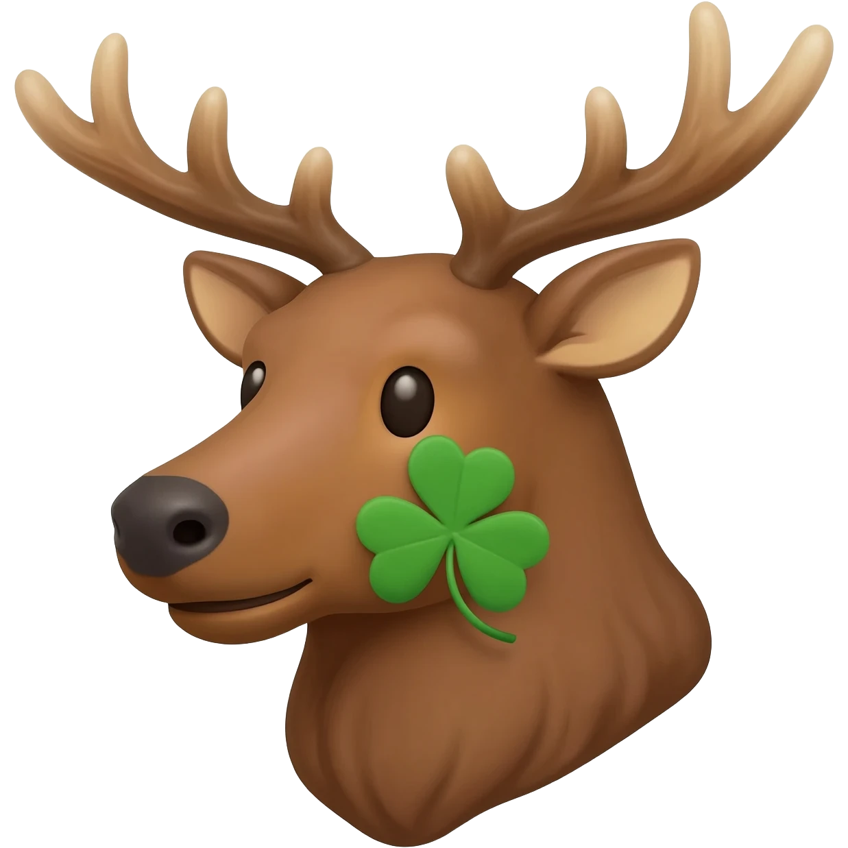 Elchkopf mit einem glücksKleeblatt an der Seite emoji